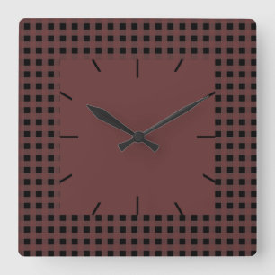 Horloge Carrée en vichy Brown et noir
