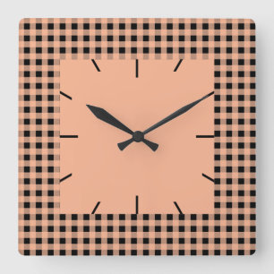 Horloge Carrée en vichy Melon et Noir