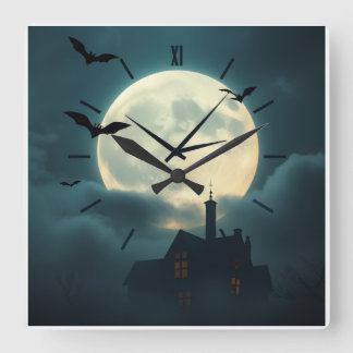Horloge Carrée Enchanting Haunted Moon Clock | Luxury Gothic Art