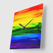 Horloge Carrée Encre d'alcool arc-en-ciel Abstraite (Angle)