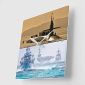 HORLOGE CARRÉE ÉNERGIE MARITIME AMÉRICAINE (Angle)