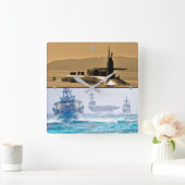 HORLOGE CARRÉE ÉNERGIE MARITIME AMÉRICAINE (Maison)