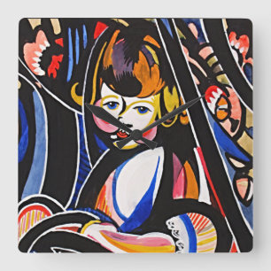 Horloge Carrée Enfant à Rocker par Henry Lyman Sayen