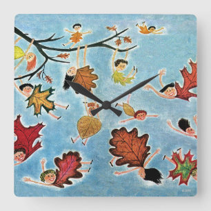 Horloge Carrée Enfants de feuille