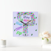 Horloge Carrée Enfants Fleuris (Maison)