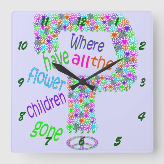 Horloge Carrée Enfants Fleuris (Recto)