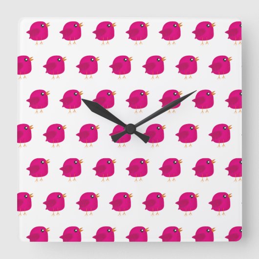 Horloge Carrée Enfants mignonette birdy (Recto)