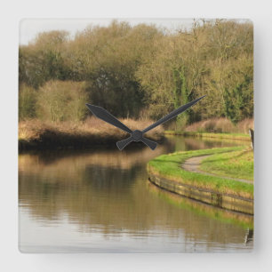 Horloge Carrée England Canal Water Pond Landscape Wall Clock