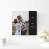 Horloge Carrée Enregistrer la photo moderne Date (Maison)