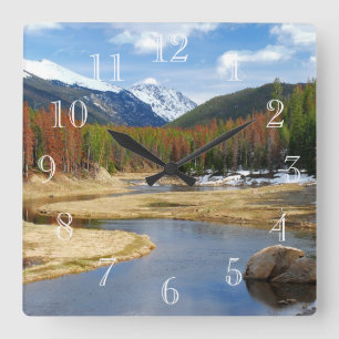 Horloge Carrée Enroulement le fleuve Colorado avec des montagnes