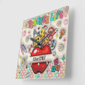 Horloge Carrée Enseignants : Inspirer, Croissance, Coeurs, Esprit (Angle)