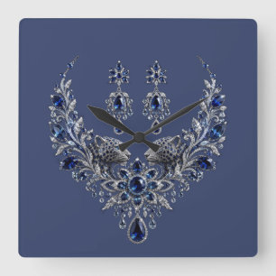 Horloge Carrée Ensemble de bijoux en cristal de tigre argent bleu