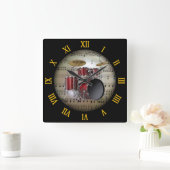 Horloge Carrée Ensemble de tambours ~ Arrière - plan "La planète  (Maison)