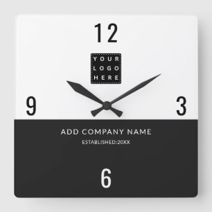 Horloge Carrée Entreprise de logo minimaliste Nom de l'entreprise