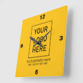 Horloge Carrée Entreprise professionnelle Logo et Texte Compagnie (Angle)