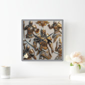 Horloge Carrée "Épée et Bouclier" (Maison)