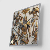 Horloge Carrée "Épée et Bouclier" (Angle)