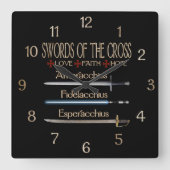 Horloge Carrée Épées Des Fans De Croix Dresde (Recto)