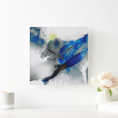 Horloge Carrée Éphémère - bleu et gris (Maison)