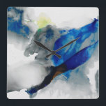 Horloge Carrée Éphémère - bleu et gris<br><div class="desc">I éphémère par le jaspe de Sisa. Smokey-comme la conception abstraite faite dans les gris et les bleus profonds.</div>