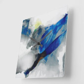 Horloge Carrée Éphémère - bleu et gris (Angle)