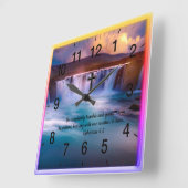 Horloge Carrée Éphésiens 4:2 Prière de foi chrétienne (Angle)