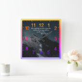 Horloge Carrée Éphésiens 4:2 Prière de foi chrétienne (Maison)