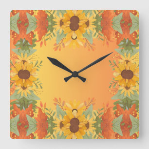 Horloge Carrée Épice citrouille Automne Moisson Automne Thanksgiv