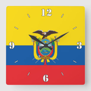 Horloge Carrée Equateur Drapeau National Patriotique