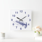 Horloge Carrée Équipe de rameurs de l'équipe d'aviron Blue Rowing (Maison)