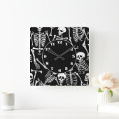 Horloge Carrée Équipe de squelette (Maison)