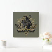 Horloge Carrée Équipe de suicide | Insigne Drapeau Rick (Maison)