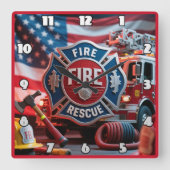 Horloge Carrée Équipement de Secourt de pompier (Recto)