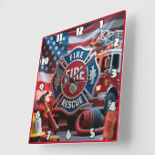 Horloge Carrée Équipement de Secourt de pompier (Angle)