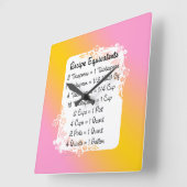 Horloge Carrée Équivalents de mesure Cuisine Helper Floral (Angle)