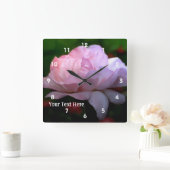 Horloge Carrée Espèce de Heavenly Pink Rose Flower (Maison)
