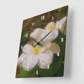 Horloge Carrée Espèce de White Clematis (Angle)