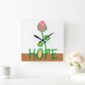 Horloge Carrée Espoir fleurs des graines plantées (Maison)