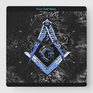 Horloge Carrée Esprit maçonnique (BlueSwish)