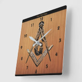 Horloge Carrée Esprit maçonnique (or) (Angle)