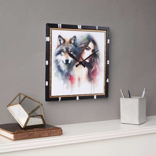 Horloge Carrée Essence indigène : Le coeur de la forêt (Bureau)