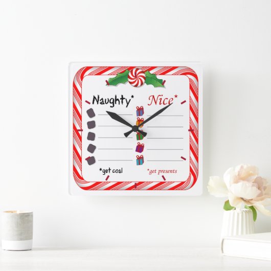 Horloge Carrée Est-il temps pour Naughty ou Nice ? (Maison)