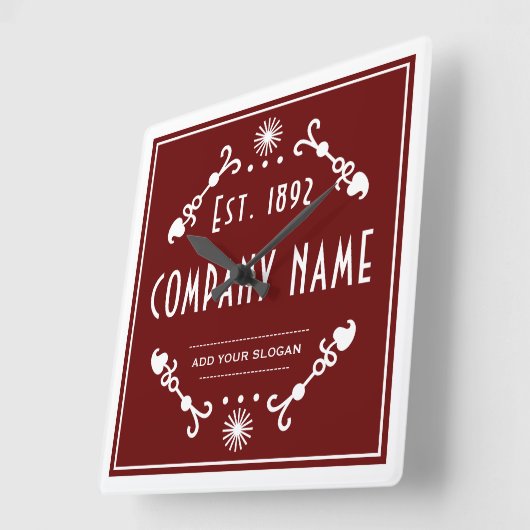 Horloge Carrée Established Business Name, Decorative (Angle)