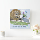 Horloge Carrée Et le Lion couchera avec l'Agneau (Maison)