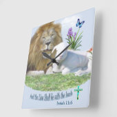 Horloge Carrée Et le Lion couchera avec l'Agneau (Angle)