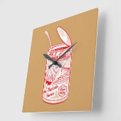 Horloge Carrée Étain de haricots à la sauce tomate (Angle)