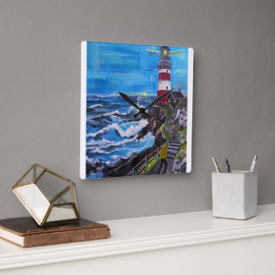 Horloge Carrée Étapes vers la peinture de phare par Alfred Fox