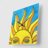 Horloge Carrée Été Mur du soleil (Angle)