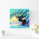 Horloge Carrée Été Surf Fun Thunder_Cove (Maison)