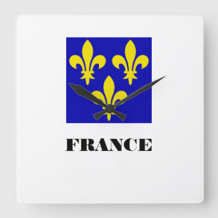 Horloge Carrée Étendard Royal Français Médiéval Fidélité Héraldiq
